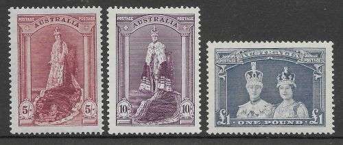 AUSTRALIA 1937 HIGH VALUES HM SG 136-138 CV R3150