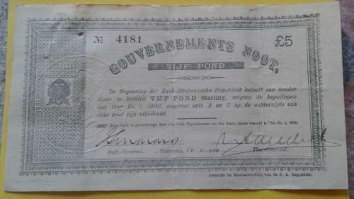 1900 Vijf Pond Gouvernements Noot. 4181 as per images.