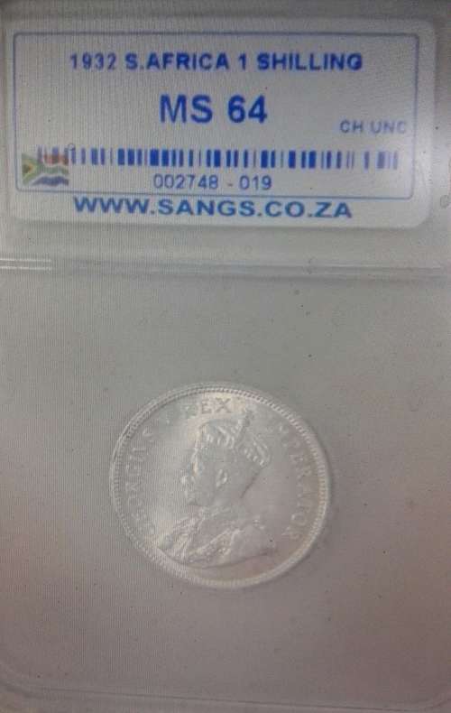 1932 1 Shilling SANGS Graded MS64