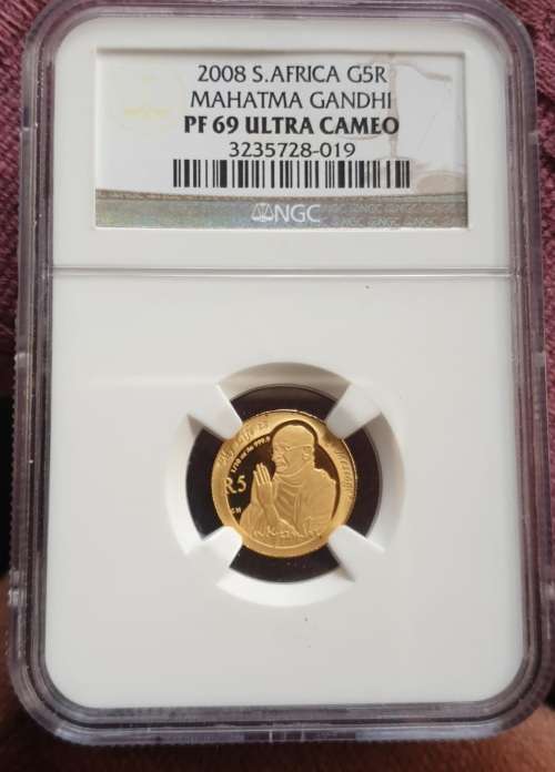 2008 South Africa Mahatma Gandhi PF 69 ULTRA CAMEO 1/10th Oz