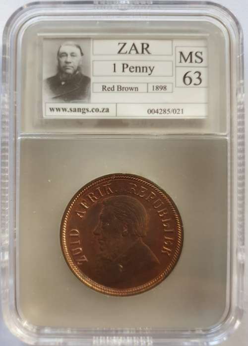 WOW.1898 PENNY SANGS GRADED MS63RB-RELIST