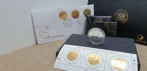 2017 1oz Privy Krugerrand Reverse 50th anniversary PU AND 50th Anniversary stamps - Rare SA MINT SET