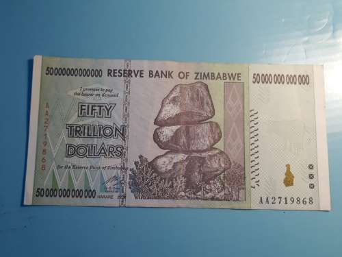 50 trillion dollar Zimbabwe note