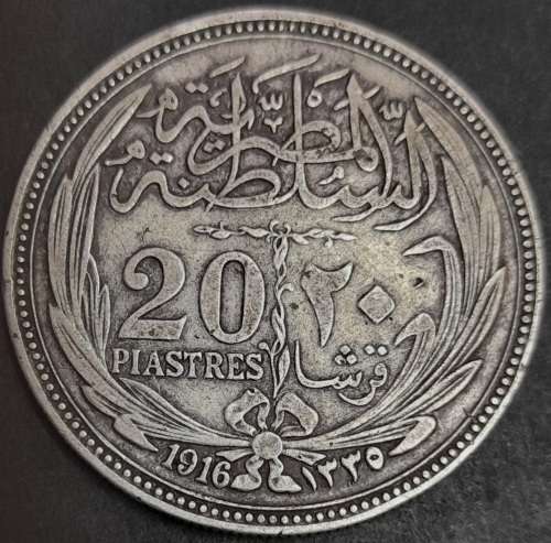 1916 20 Piastres .883 % Silver 28 g