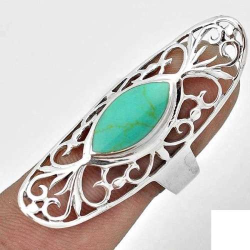 BLUE TURQUOISE ENAMEL 925 STERLING SILVER DESIGNER RING JEWELRY SIZE 9