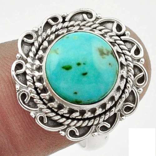 NATURAL BLUE ARIZONA SLEEPING BEAUTY TURQUOISE 925 SILVER RING SIZE 7.5