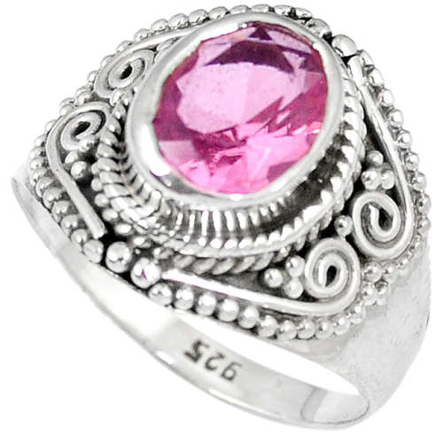 LIGHT PINK KUNZITE OVAL SHAPE 925 STERLING SILVER SOLITAIRE RING JEWELRY SIZE 9