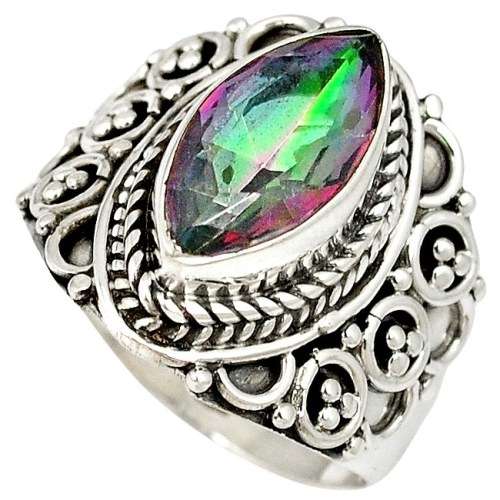 925 STERLING SILVER MULTI COLOR RAINBOW TOPAZ RING JEWELRY SIZE 8.5