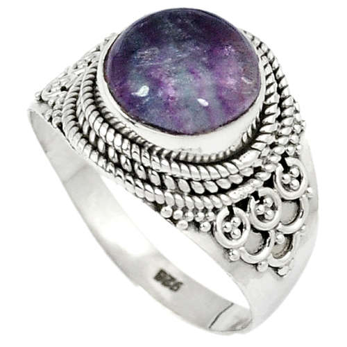 925 STERLING SILVER NATURAL MULTI COLOR FLUORITE RING JEWELRY SIZE 9