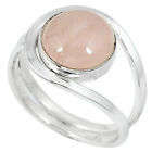 925 STERLING SILVER NATURAL PINK ROSE QUARTZ RING JEWELRY SIZE 8
