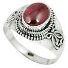NATURAL RED GARNET 925 STERLING SILVER SOLITAIRE RING JEWELRY SIZE 8.5