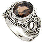 BROWN SMOKY TOPAZ 925 STERLING SILVER SOLITAIRE RING JEWELRY SIZE 9.5