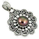 NATURAL TITANIUM PEARL ROUND CAB 925 STERLING SILVER PENDANT JEWELRY