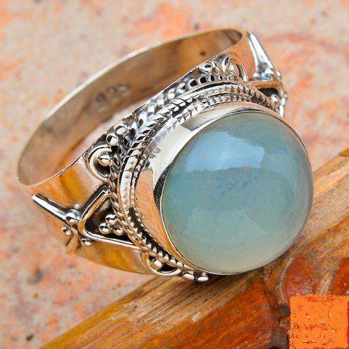 Exquisite Solid Silver Natural Aquamarine size 9,25 ring...