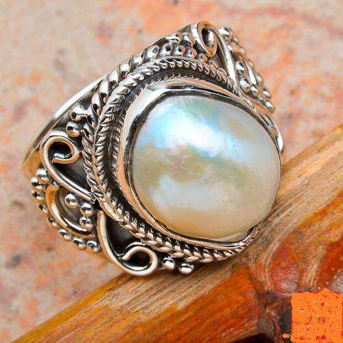 Gorgeous Solid Silver and Pearl size 6 ring