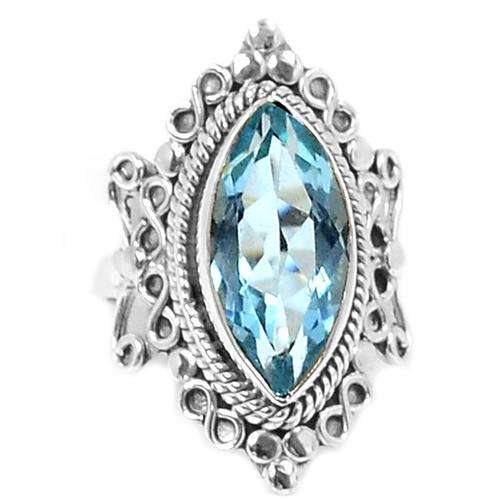 Gorgeous Size 7 Solid Sterling Silver and Blue Topaz Ring