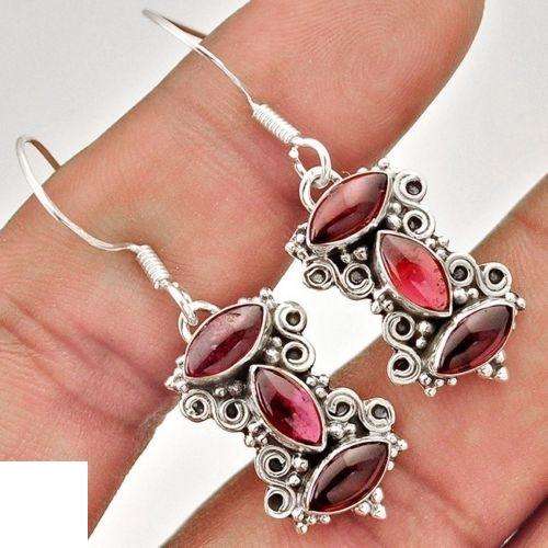 5.53cts Natural Red garnet and 925 Sterling Silver Earrings