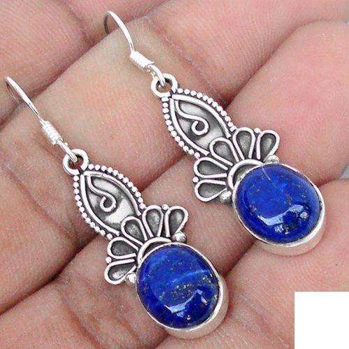 9,99cts Natural Lapis Lazuli and 925 Sterling Silver Earrings