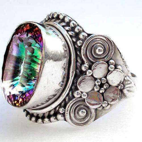Exquisite 925 Sterling Silver Mystic Topaz ring...
