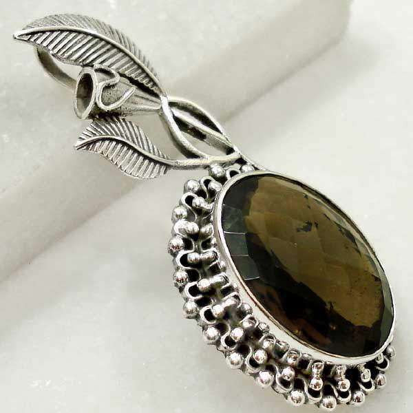 Exquisite Sterling Silver & Smoky Topaz pendant...
