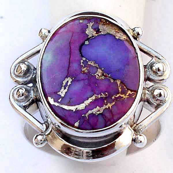 Exquisite  Sterling Silver &  Purple Copper Turquoise ring...