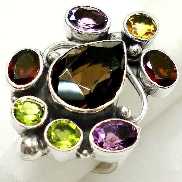 Exquisite 925 Sterling Silver  Multi Gemstone ring...
