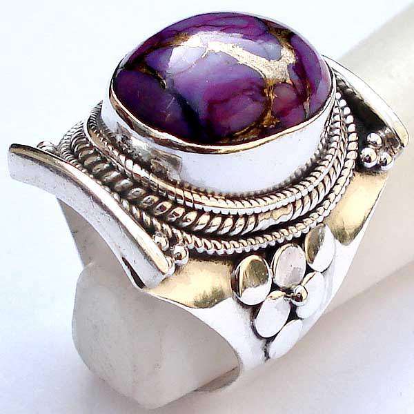 Exquisite 925 Sterling Silver & Purple Turquoise Ring...