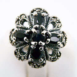 Gorgeous Solid Silver Marcasite & Sapphire ring...