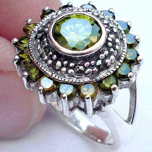 Gorgeous Solid Silver Marcasite & Pariba Topaz ring...