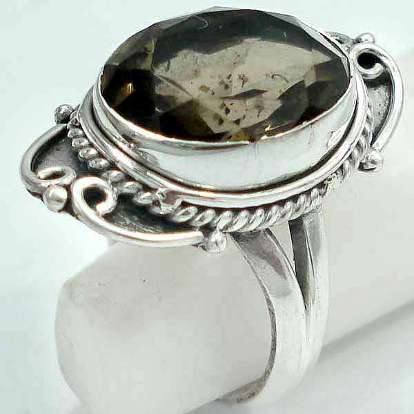 Gorgeous Solid Silver Smoky Brown Topaz ring...