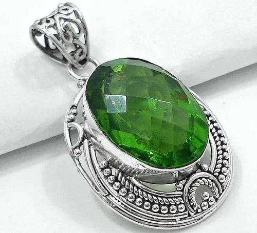Exquisite Solid Silver Persian Green Pendant...