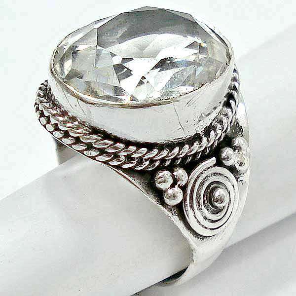 Gorgeous Solid Silver and Clear Topaz ring...