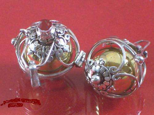 Exquisite Large Solid Silver & Garnet Harmony Ball Pendant...