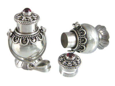 Exquisite Solid Silver & Garnet Urn Pendant...