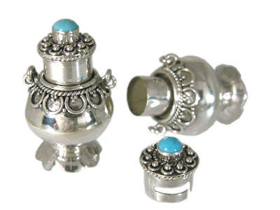 Exquisite Solid Silver & Turquoise Urn Pendant...
