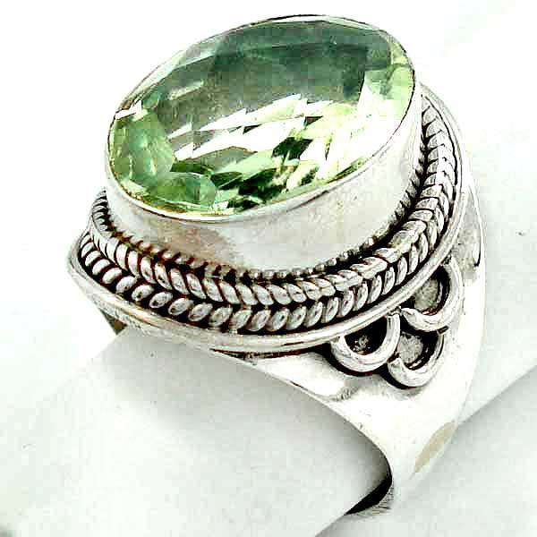Gorgeous Solid Silver Green Amethyst  ring...