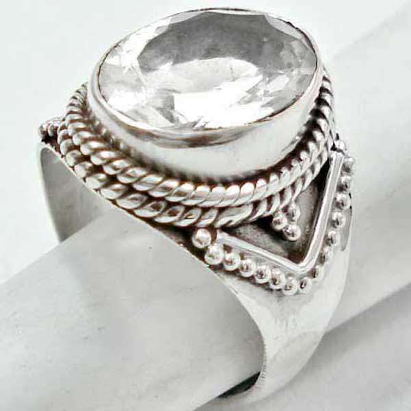 Exquisite 925 Sterling Silver & White Topaz Ring