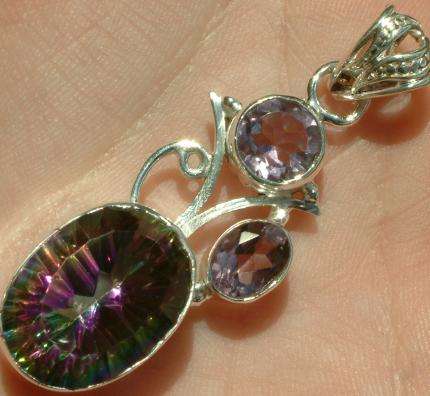 Exquisite Solid Silver Mystic Topaz pendant...