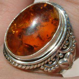 Gorgeous Solid Silver & Baltic Amber Ring