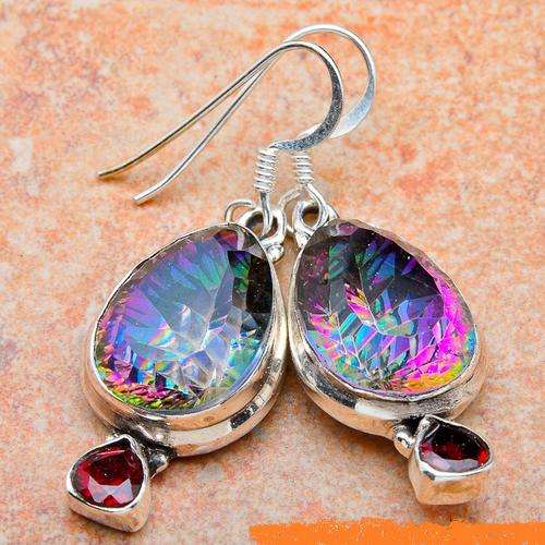 Exquisite Solid Silver & Mystic Topaz earrings...