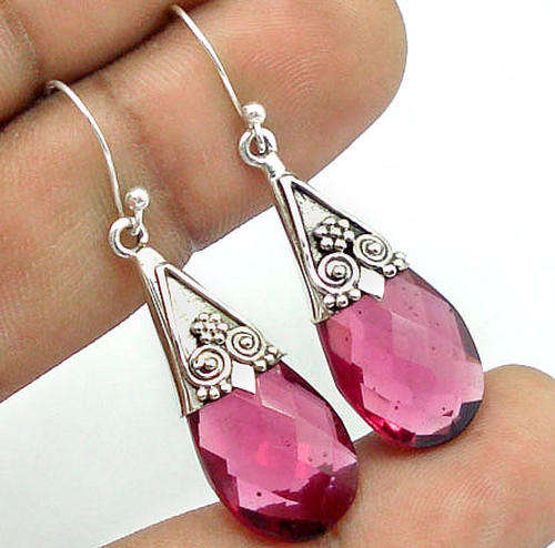 Exquisite Solid Silver & Rubellite earrings...