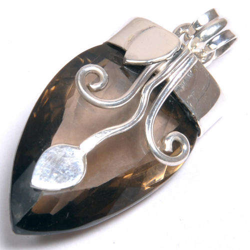 Exquisite Solid Silver and Smoky Topaz pendant...
