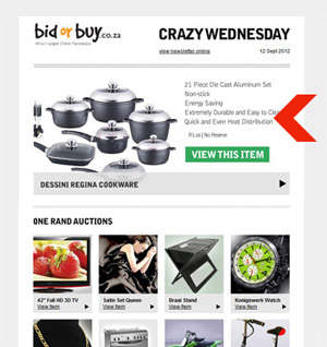 bidorbuy is auctioning Advertising Space in our Crazy Wednesday newsletter!