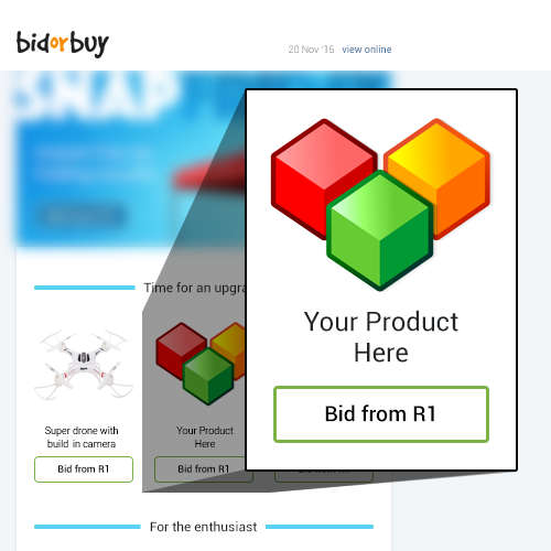 bidorbuy Is Auctioning 4 Advertising Slots In Our Snap Friday Newsletter.