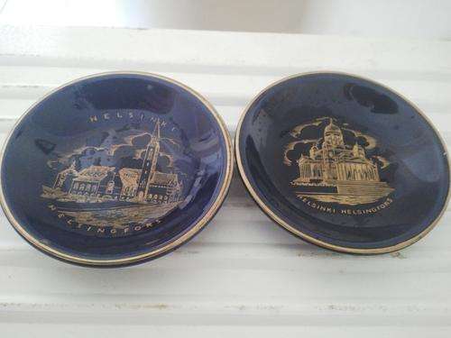 pair of Blue miniature decorative saucers- made by Arabia Holland