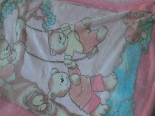Brand New Pink Teddy Bear Cot Blanket