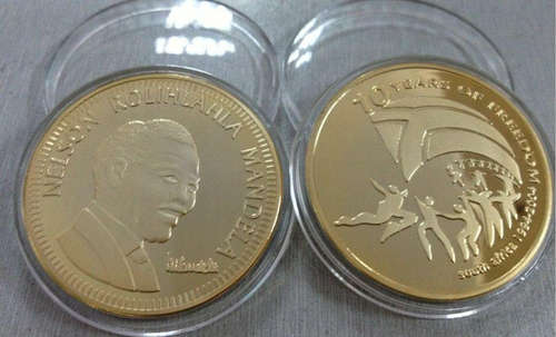 10 NELSON MANDELA FREEDOM GOLD LAYERED COIN
