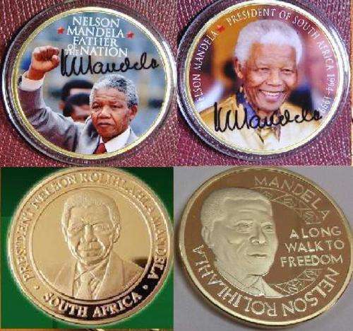 NELSON MANDELA -  BEAUTIFUL MEDALLION/TOKEN SET OF 4