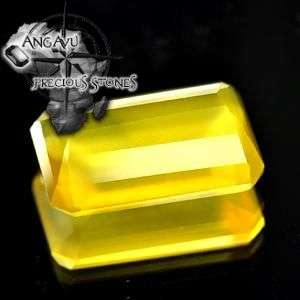 EXCELLENT VVS 9.68 CT EMERALD CUT YELLOW FIRE OPAL - NATURAL