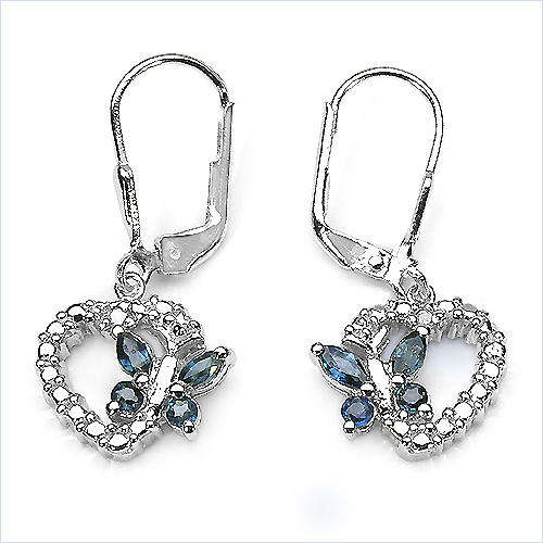 0.70 Carat Genuine Blue Sapphire .925 Silver Earrings
